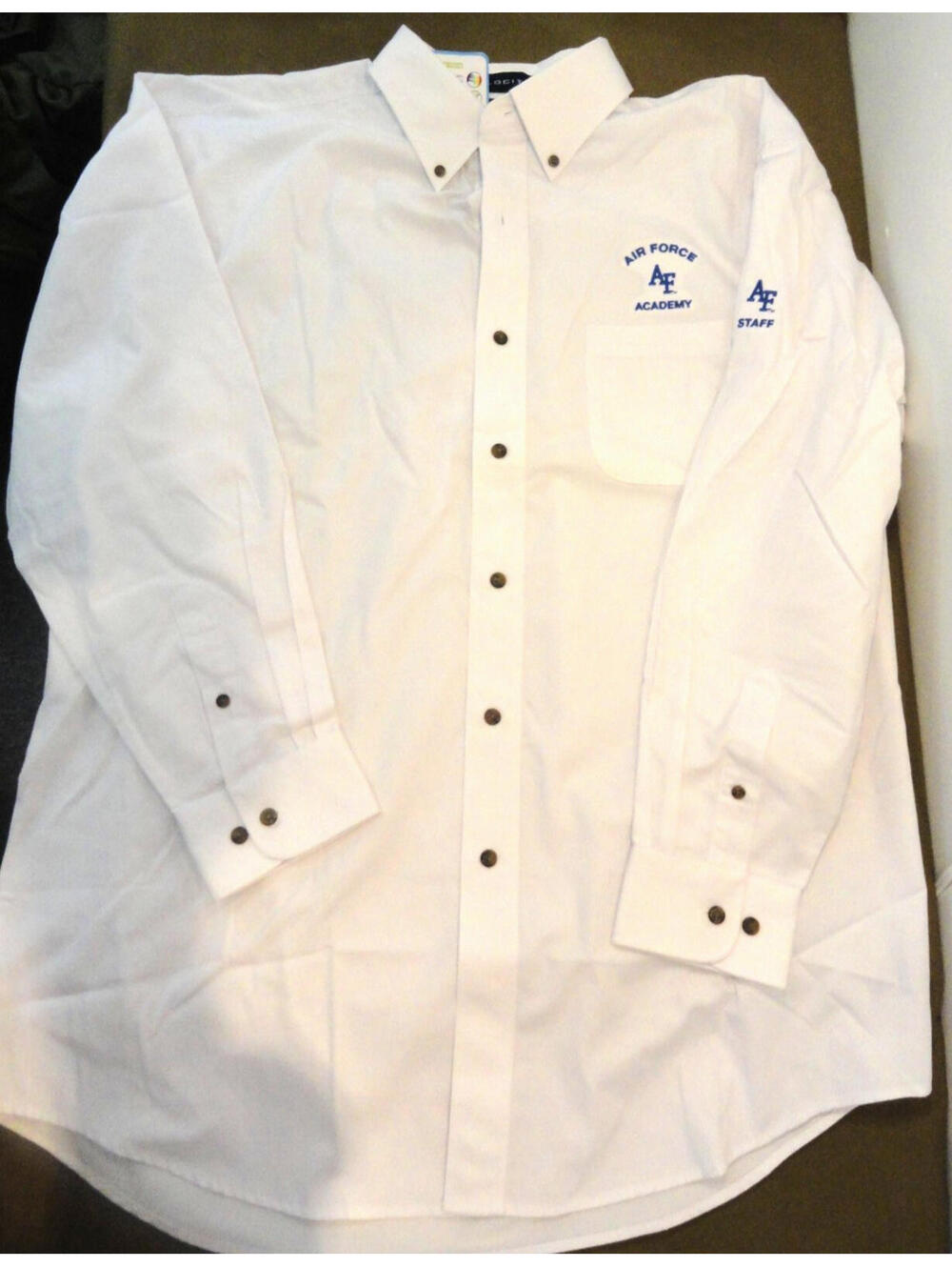 NEW AIR FORCE ACADEMY USAFA STAFF EMBROIDERED LONG SLEEVE WHITE SHIRT LARGE